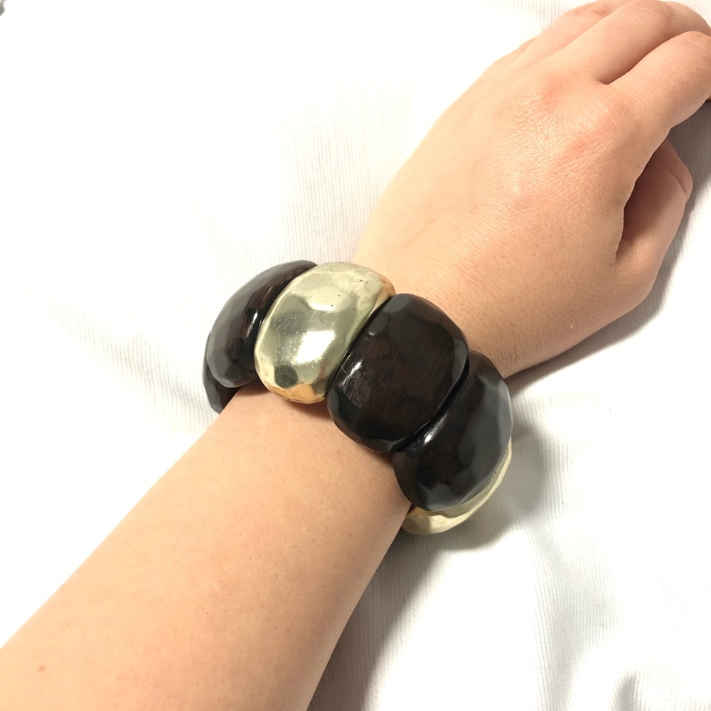 Chunky Hammered Wooden Bracelet